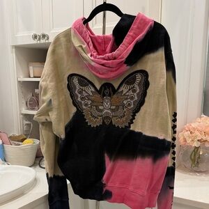 Zadig & Voltaire Pink and Black Butterfly Hoodie